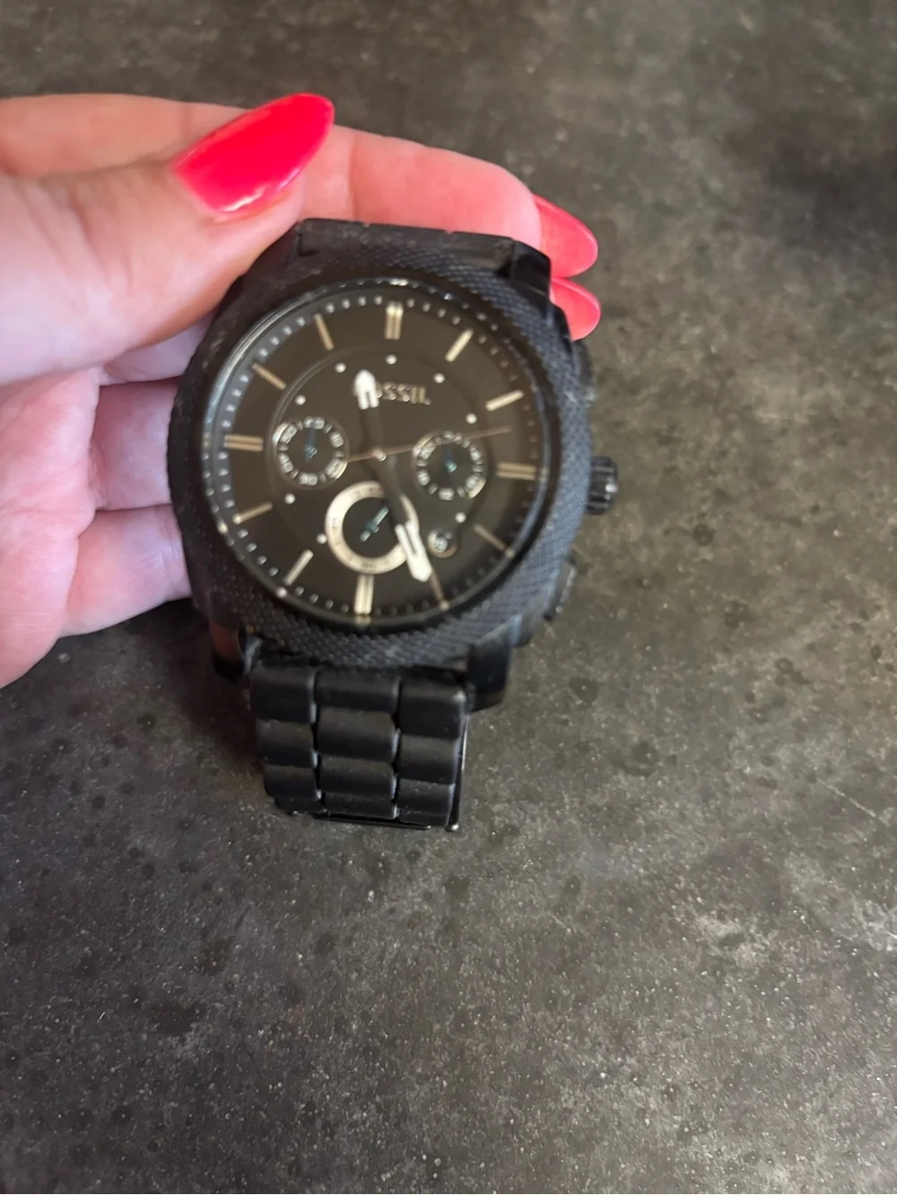 Fossil Men's Black Chronograph Silicone Strap Watch